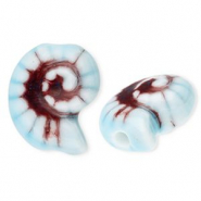 Perlen Keramik Muschel Light blue-brown