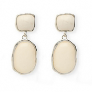 Trendy Ohrringe&nbsp;/&nbsp;Ohrstecker mit Rostfrei Stahl-Stecker Silver-beige