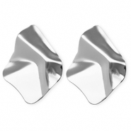 Statement Ohrringe / Ohrstecker Organic Rhombus mit Rostfrei Stahl-Stecker Silver