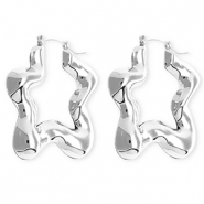 Statement Ohrringe / Creolen Stern mit Rostfrei Stahl-Stecker Silver