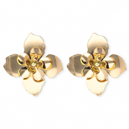 Statement Ohrringe / Ohrstecker Blume mit Rostfrei Stahl-Stecker Gold
