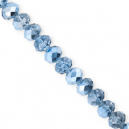 Top Glas Facett Perlen 8x6&nbsp;mm Rondellen Blue-pearl shine coating