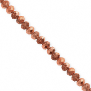 Top Glas Facett Perlen 4x3&nbsp;mm Rondellen Rose gold-pearl shine coating