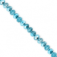 Top Glas Facett Perlen 4x3&nbsp;mm Rondellen Teal blue-pearl shine coating