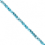 Top Glas Facett Perlen 3x2&nbsp;mm Rondellen Teal blue-pearl shine coating