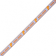 BY31&reg; Schmuckband mit Tekst "Bonjour" Lavender blue-orange-brown