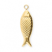 Stainless Steel - Rostfrei Stahl Anh&auml;nger Fisch Gold