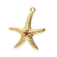 Stainless Steel - Rostfrei Stahl Anh&auml;nger Seestern Gold-red