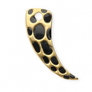 Stainless Steel - Rostfrei Stahl Anh&auml;nger Horn mit Leopard-Print Gold-black