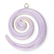 Stainless Steel - Rostfrei Stahl Anh&auml;nger Spirale Gold-lilac marble