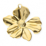 Stainless Steel - Rostfrei Stahl Anh&auml;nger Blume Gold