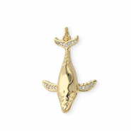 Brass TQ Metall Anhänger Wal mit Strass Gold-transparent
