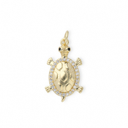 Brass TQ Metall Anhänger Schildkröte mit Strass Gold-transparent-black