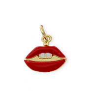 Brass TQ Metall Anhänger Kiss Gold-red-white