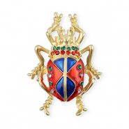 Broschen K&auml;fer mit Strass Gold-red-blue-green