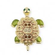 Broschen Schildkr&ouml;te mit Strass Gold-crystal-green