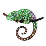Broschen Cham&auml;leon mit Strass Gold-green-purple-brown