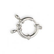 Stainless Steel - Rostfreiem Stahl Schmuckzubeh&ouml;r Rettungsring Verschluss 18mm mit &Ouml;sen Silber
