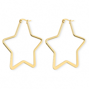 Ohrringe aus rostfreiem Edelstahl / Creolen Stern Gold