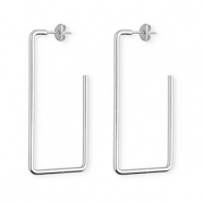 Ohrringe aus rostfreiem Edelstahl / Ohrstecker Rechteck Silver