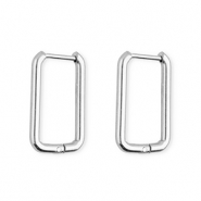 Ohrringe aus rostfreiem Edelstahl / Creolen Rechteck Silver