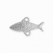 BY31&reg; Rostfreier Edelstahl Schmuckzubeh&ouml;r Zwischenst&uuml;ck Fisch mit 2 &Ouml;sen Silver