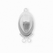 BY31&reg; Rostfreier Edelstahl Schmuckzubeh&ouml;r Zwischenst&uuml;ck Oval mit 3 &Ouml;sen Silver