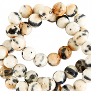 6 mm Naturstein Perlen rund Beige-black