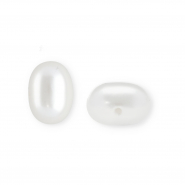 Imitationsperlen Oval vertikales Fädelloch White