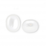 Imitationsperlen Oval vertikales Fädelloch White
