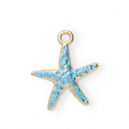 Metall Anh&auml;nger Enamel Seestern Gold-light blue