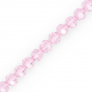 Top Glas Facett Perlen Rund 6 mm Light pink