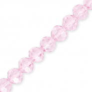Top Glas Facett Perlen Rund 10 mm Light pink