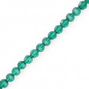 Top Glas Facett Perlen Rund 6 mm Teal green