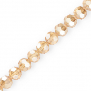 Top Glas Facett Perlen Rund 14 mm Beige-pearl shine coating
