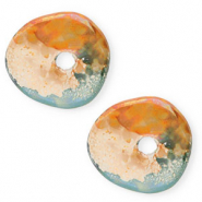 DQ Griechische Keramik Perlen Donut Light green-orange