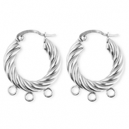 BY31&reg; Schmuckzubeh&ouml;r aus rostfreiem Edelstahl Ohrringe / Ohrstecker Twisted mit 3 &Ouml;sen Silver