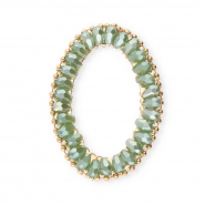 Top Facett Anhänger Oval Green-pearl shine coating-gold