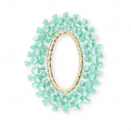 Top Facett Anhänger Oval Mint turquoise AB-gold