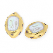 Statement TQ-S&uuml;&szlig;wasserperlen, Amethyst, organisch Gold-natural white