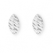 Rostfreier Edelstahl Schmuckzubehör Ohrringe / Ohrstecker Oval mit Öse Silver