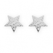 Rostfreier Edelstahl Schmuckzubehör Ohrringe / Ohrstecker Stern mit Öse Silver