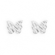 Rostfreier Edelstahl Schmuckzubehör Ohrringe / Ohrstecker Schmetterling mit Öse Silver