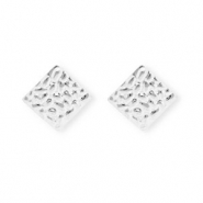 Rostfreier Edelstahl Schmuckzubehör Ohrringe / Ohrstecker Viereck mit Öse Silver