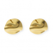 Stainless Steel - Rostfrei Stahl Schmuckzubehör Ohrringe / Ohrstecker Irregular Rund mit Öse Gold