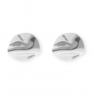 Stainless Steel - Rostfrei Stahl Schmuckzubehör Ohrringe / Ohrstecker Irregular Rund mit Öse Silver