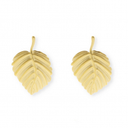 Stainless Steel - Rostfrei Stahl Schmuckzubehör Ohrringe / Ohrstecker Blatt mit Öse Gold