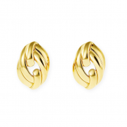 Stainless Steel - Rostfrei Stahl Schmuckzubehör Ohrringe / Ohrstecker Oval mit Öse Gold