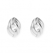Stainless Steel - Rostfrei Stahl Schmuckzubehör Ohrringe / Ohrstecker Oval mit Öse Silver