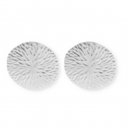 Stainless Steel - Rostfrei Stahl Schmuckzubehör Ohrringe / Ohrstecker Rund mit Öse Silver